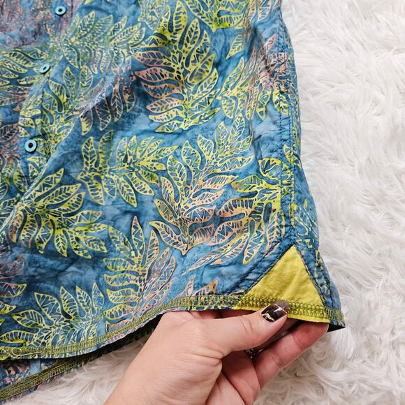 Pete Huntington Men's Blue Tropical Print Button‎ Up Short Sleeve Shirt. Size L - Picture 4 of 9